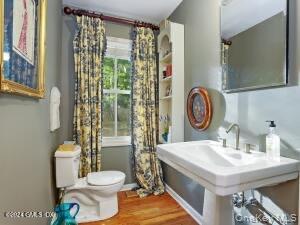 201 Shore Road Greenwich, CT 06830 - Photo 27 of 29 a bathroom with a sink a toilet and a mirror