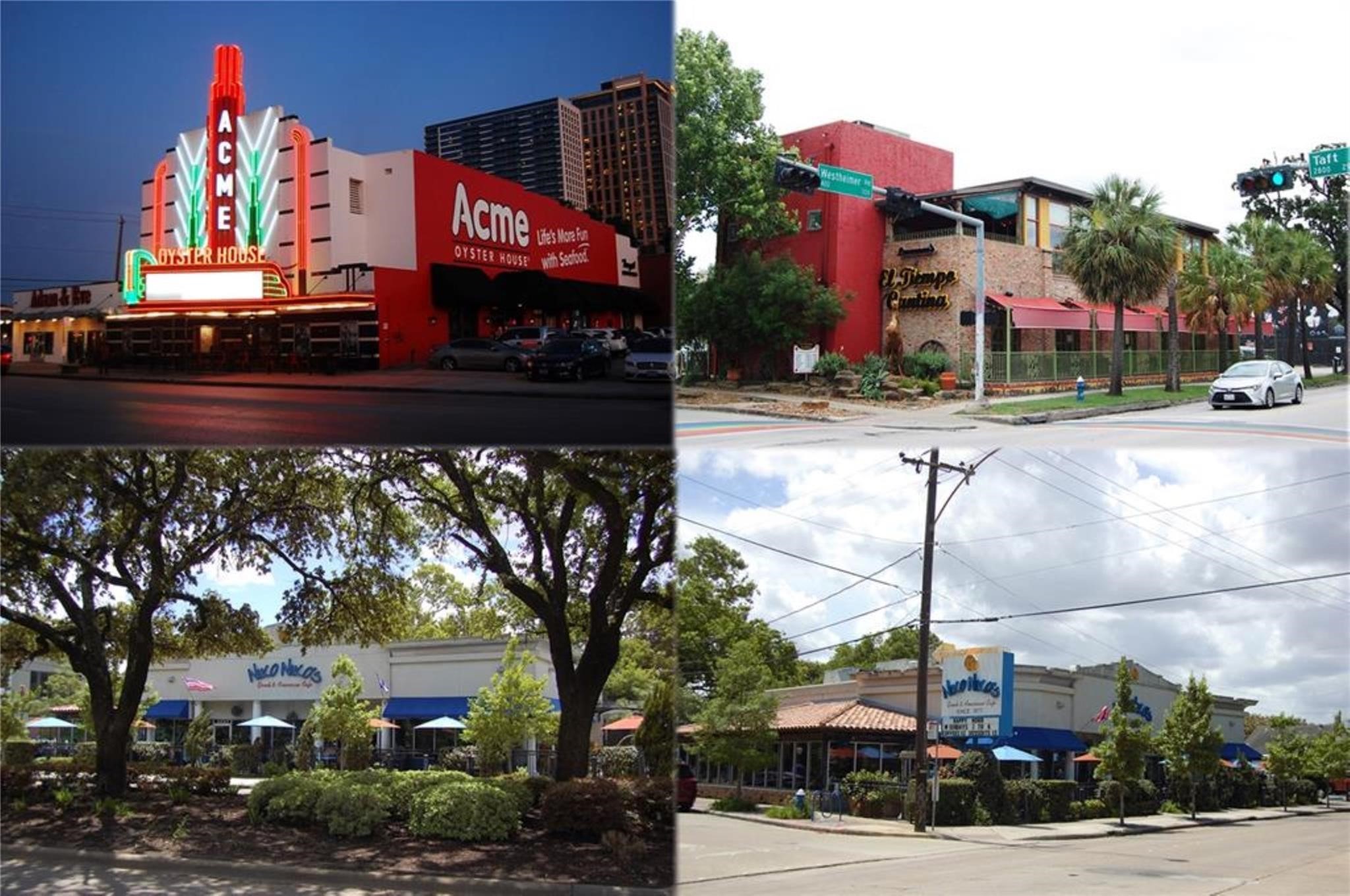 405 West Clay Street, Unit 1 Houston, TX 77019 - Photo 27 of 34 Do you feel like great Greek food or Tex-Mex? You have so many choices available! However, the Acme Oyster House has returned to New Orleans but has been replaced with Doc's Jazz Club that offers the opportunity to hear top jazz musical acts together with great food and drinks and soon to begin Sunday Brunch!