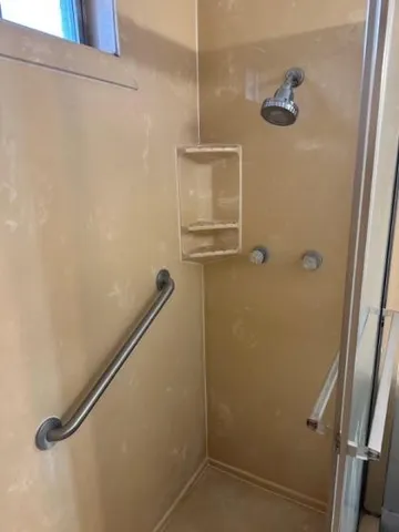 a bathroom with a shower