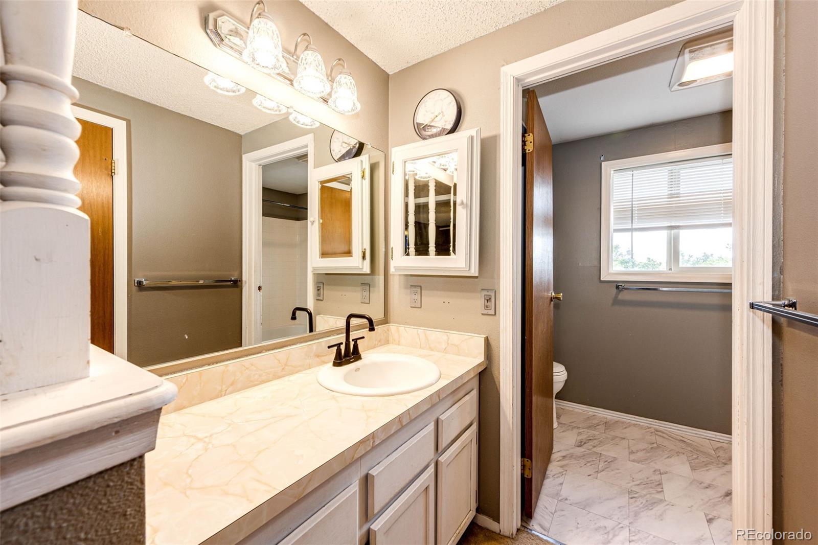 7417 Rafter Road Franktown, CO 80116 - Photo 22 of 37 a bathroom with a sink vanity and a mirror