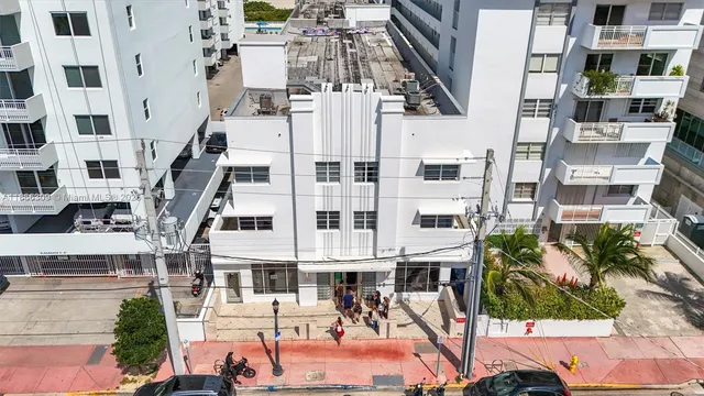 a front view of a multi story building