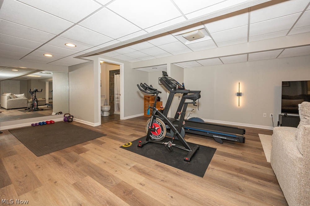 6787 South Palmyra Road Canfield, OH 44406 - Photo 23 of 30 Spacious multi-purpose room featuring wood-finish flooring, recessed lighting, and a drop ceiling