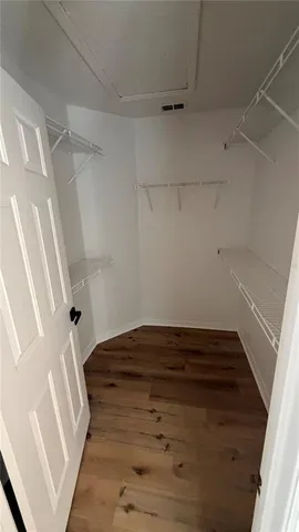 a view of an empty walk in closet