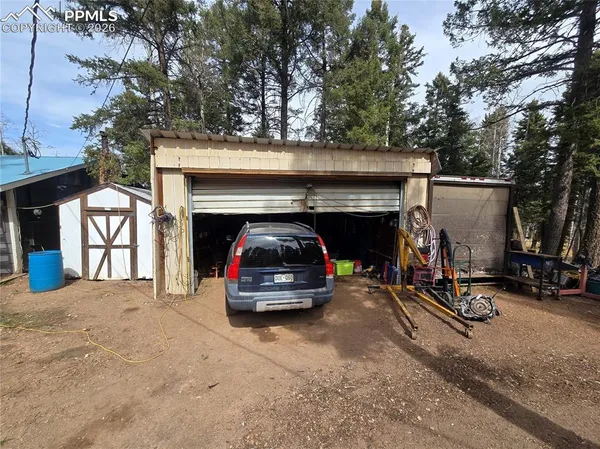 a view of car parked in garage