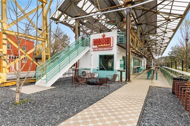 a view of outdoor space with seating area