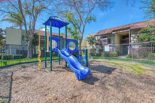 a view of a park with slide