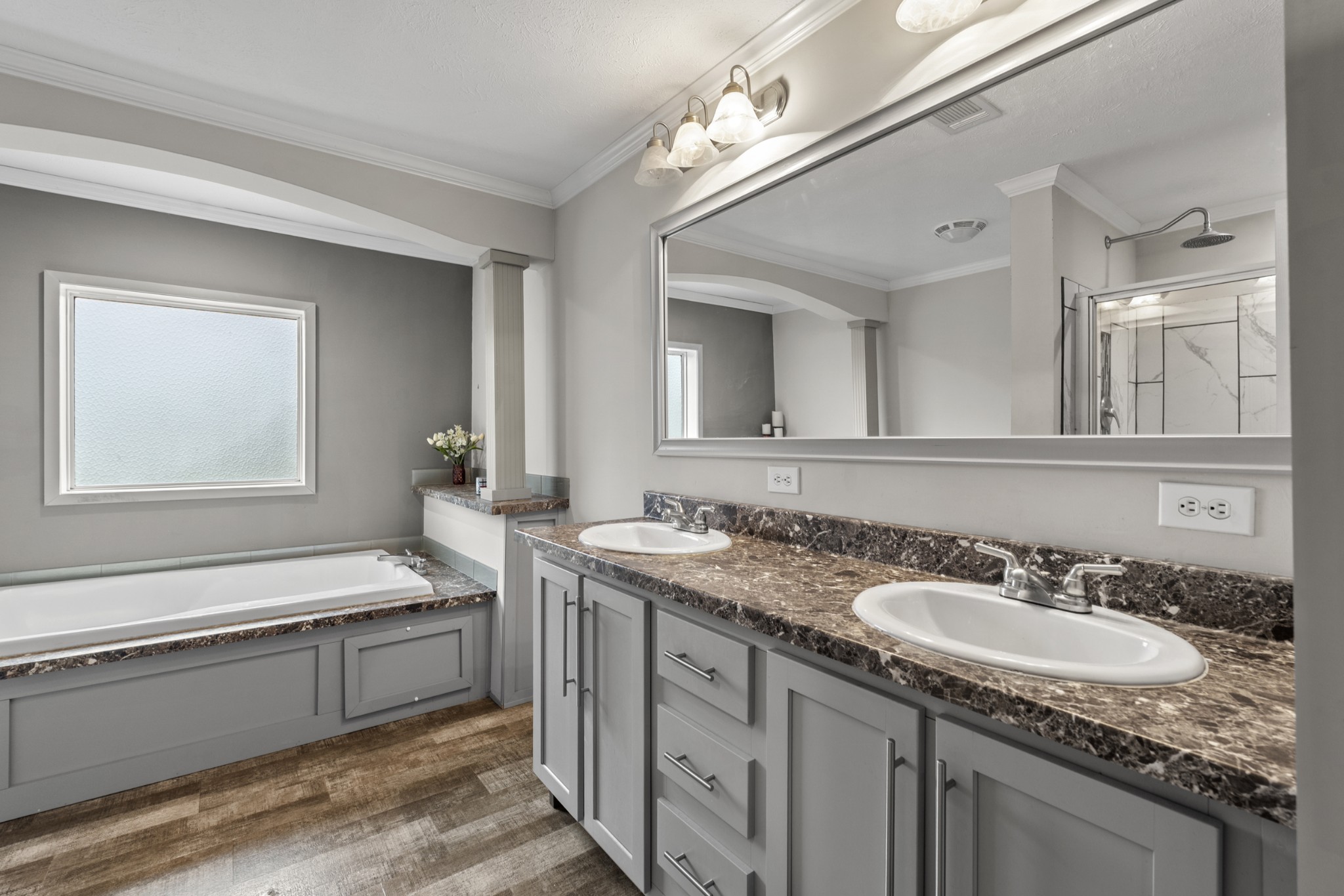 60 Edgewood Road McEwen, TN 37101 - Photo 28 of 56 a bathroom with a granite countertop sink and a mirror