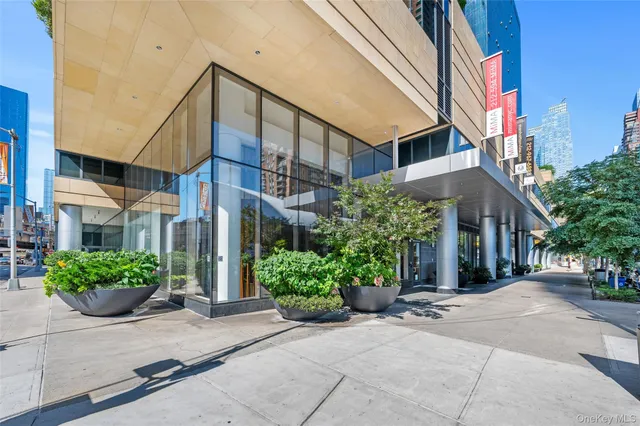a view of a building and a street