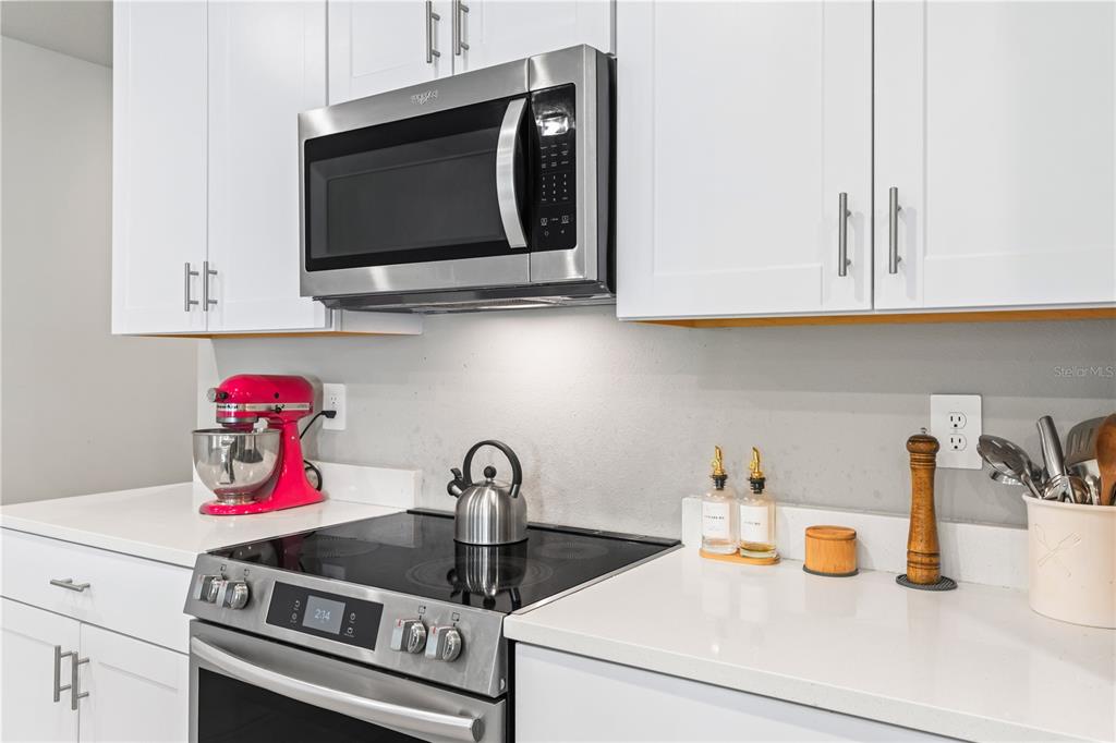32502 Limitless Place Wesley Chapel, FL 33545 - Photo 14 of 67 a kitchen with a stove and a microwave
