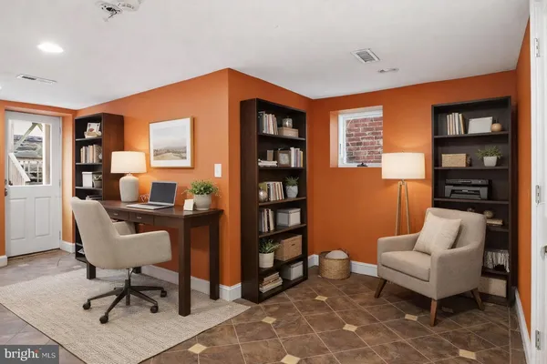 a view of an outdoor space with seating area