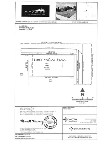 a view of a field with trees and houses in the background