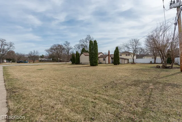 a view of a town with palm trees