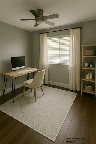 a workspace with a table and a window