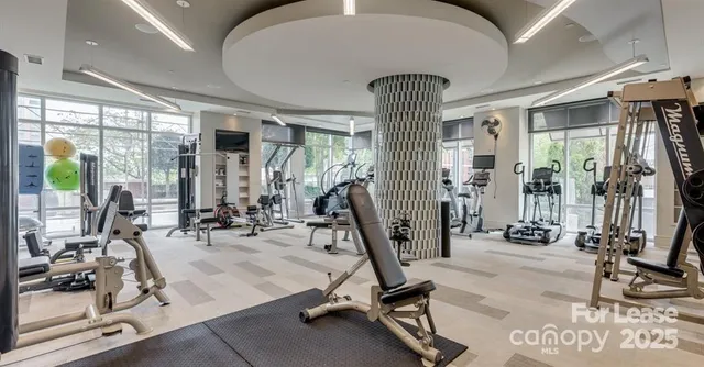 a view of a room with gym equipment