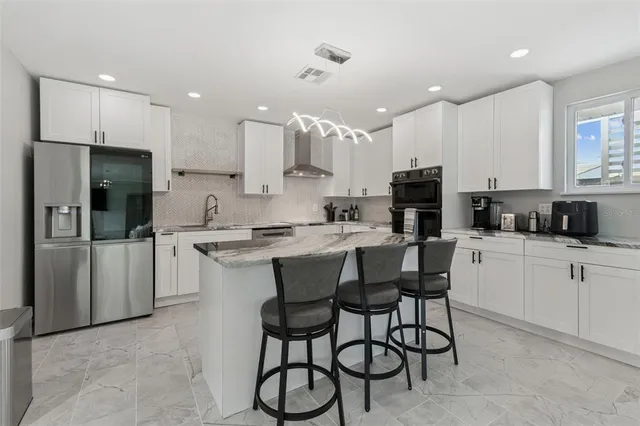 a view of a dining area with furniture