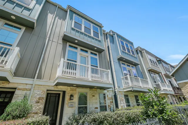 a front view of a multi story building