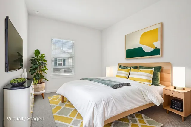 an empty room with closet area