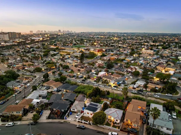 an aerial view of a city