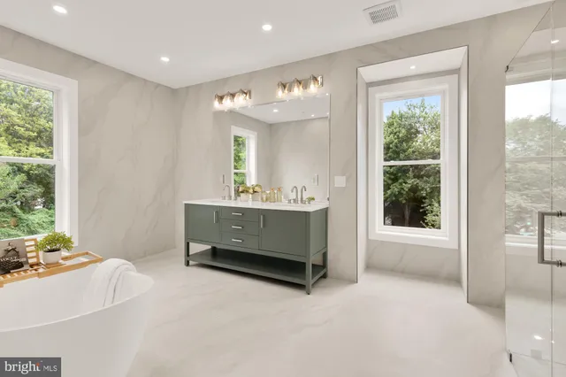 a view of a balcony with wooden floor