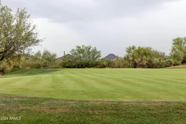 a view of a lake with a yard