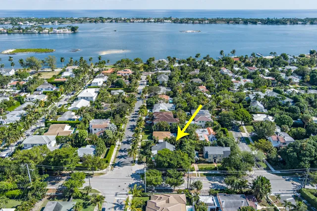 a view of a lake with a city