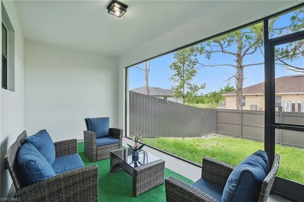 a outdoor living space with furniture