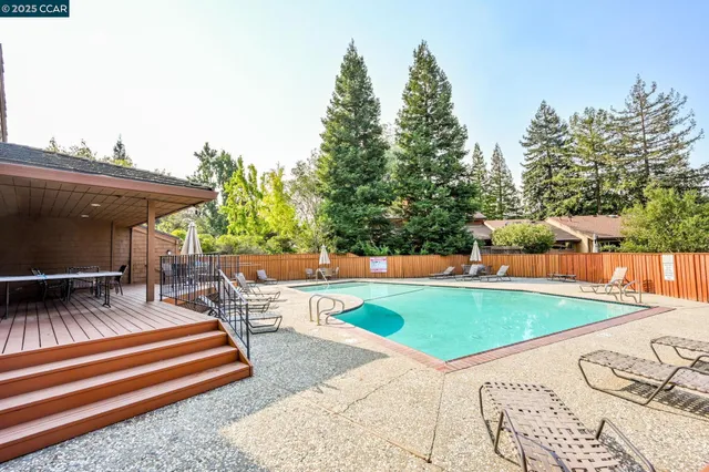 an outdoor space with seating