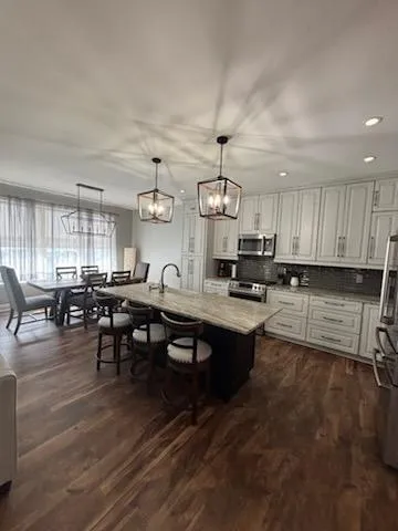 a kitchen with lots of counter top space