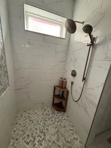 a bathroom with a shower