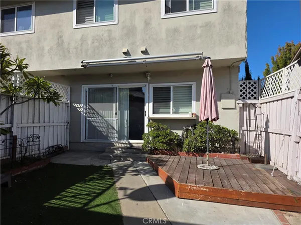 a view of a backyard with a slide