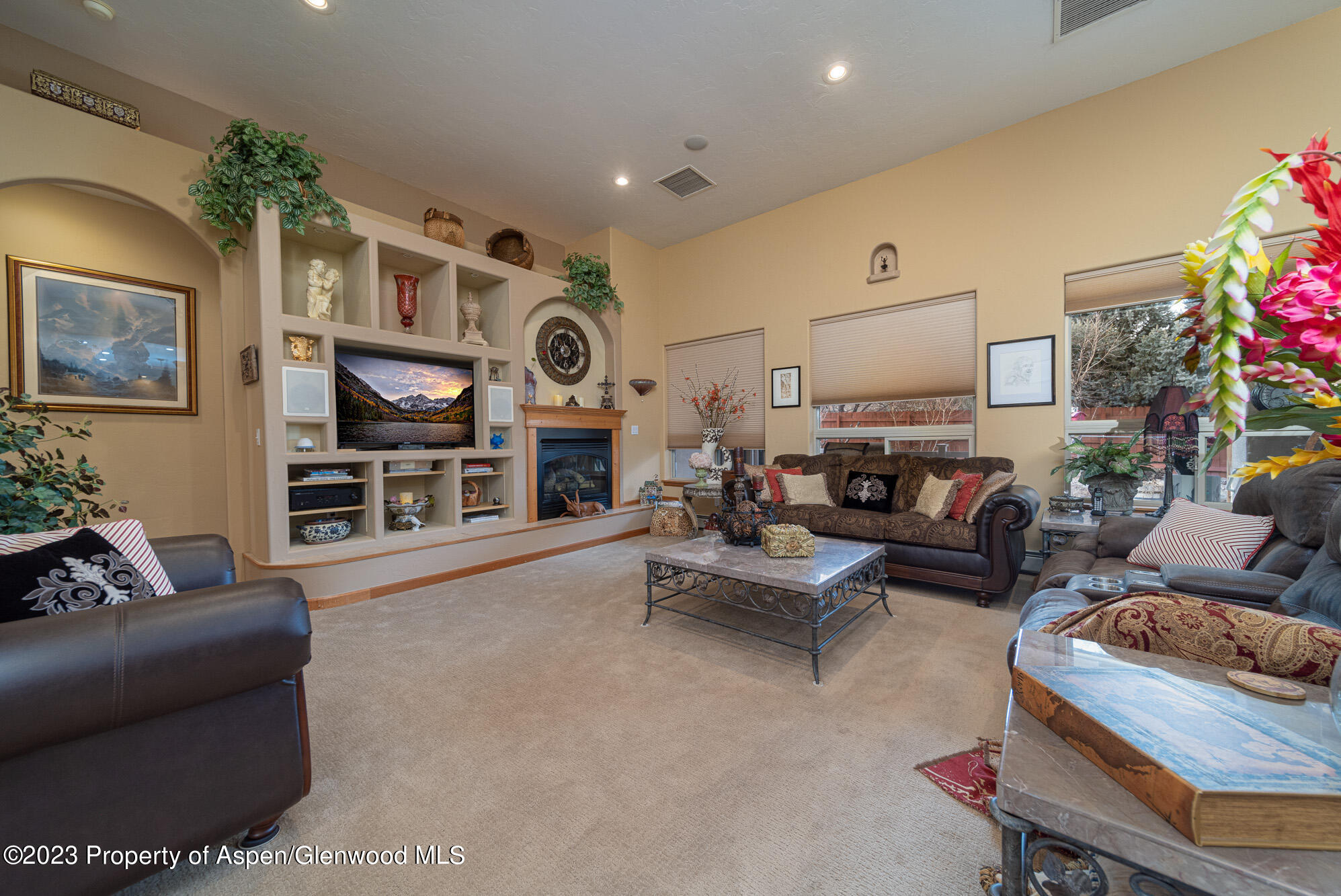 685 Roundup Drive Grand Junction, CO 81507 - Photo 9 of 39 a living room with furniture a flat screen tv and a fireplace