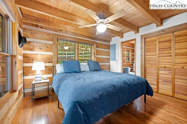 a view of balcony with wooden floor