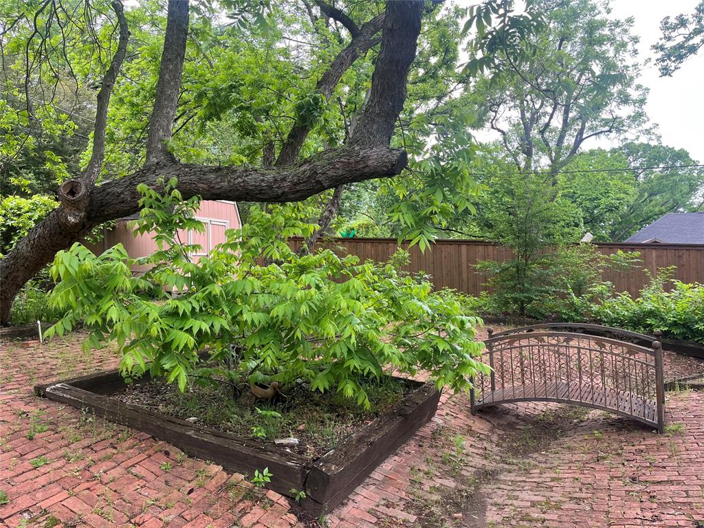 14140 Hillcrest Road Dallas, TX 75254 - Photo 26 of 29 a view of a backyard with plants and a bench