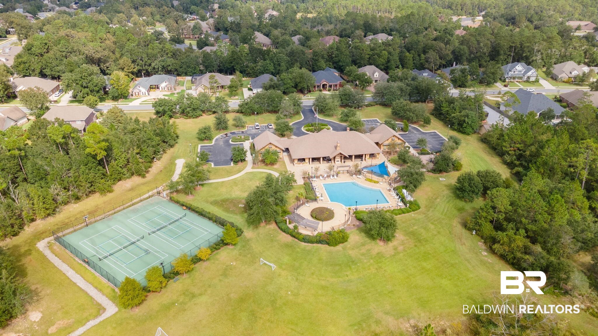 8664 Foxtail Loop Pensacola, FL 32526 - Photo 61 of 64 Aerial view of residential area featuring a pool