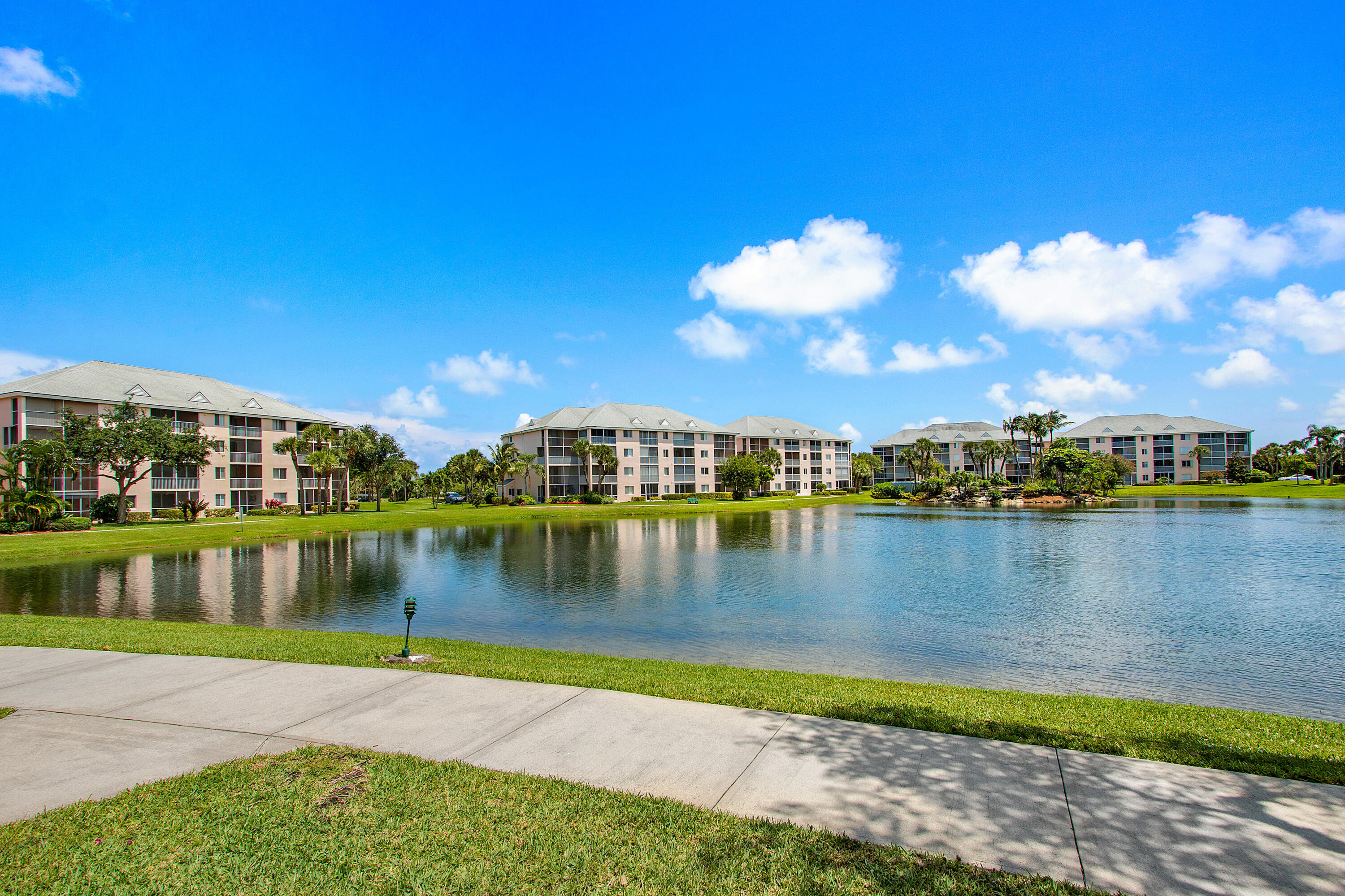 a view of a lake with houses