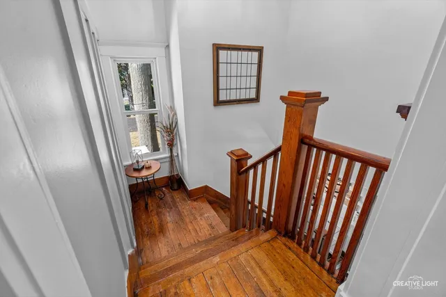 a view of a room with a staircase
