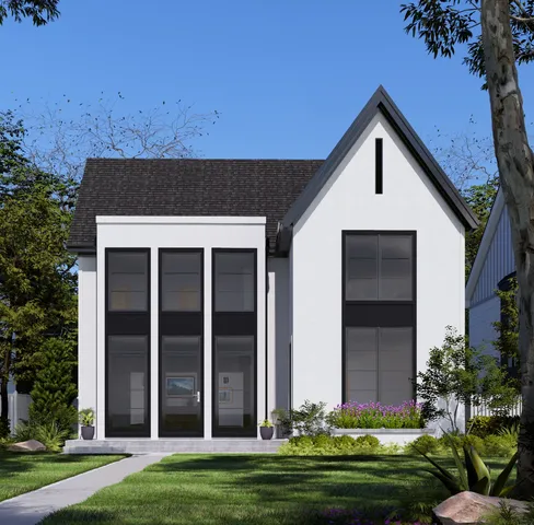 front view of a house with a yard