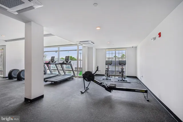 a view of a room with gym equipment