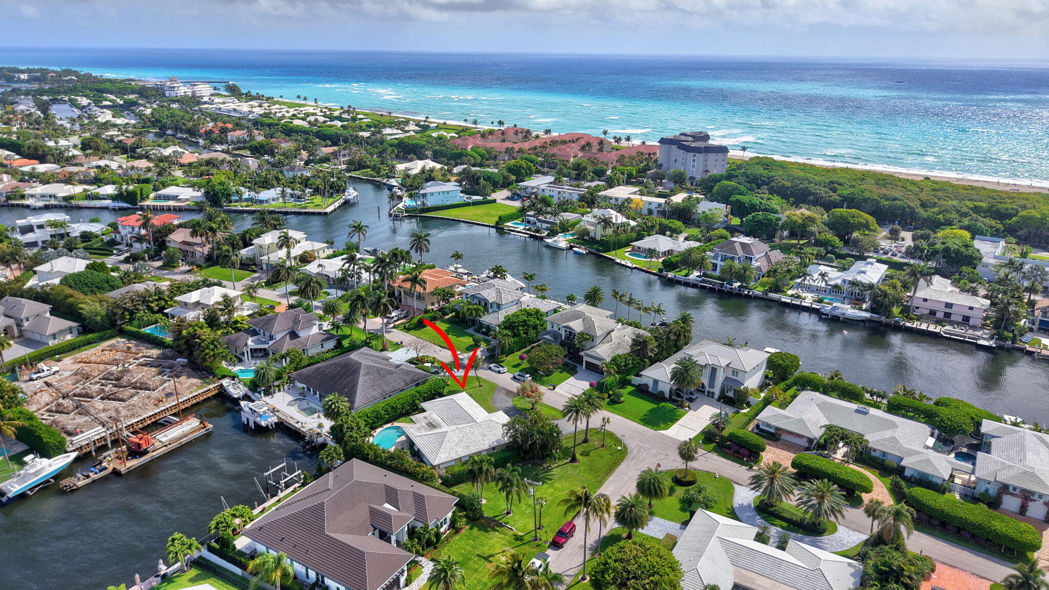 30 Spanish River Drive Ocean Ridge, FL 33435 - Photo 64 of 68 an aerial view of residential houses with outdoor space and lake view