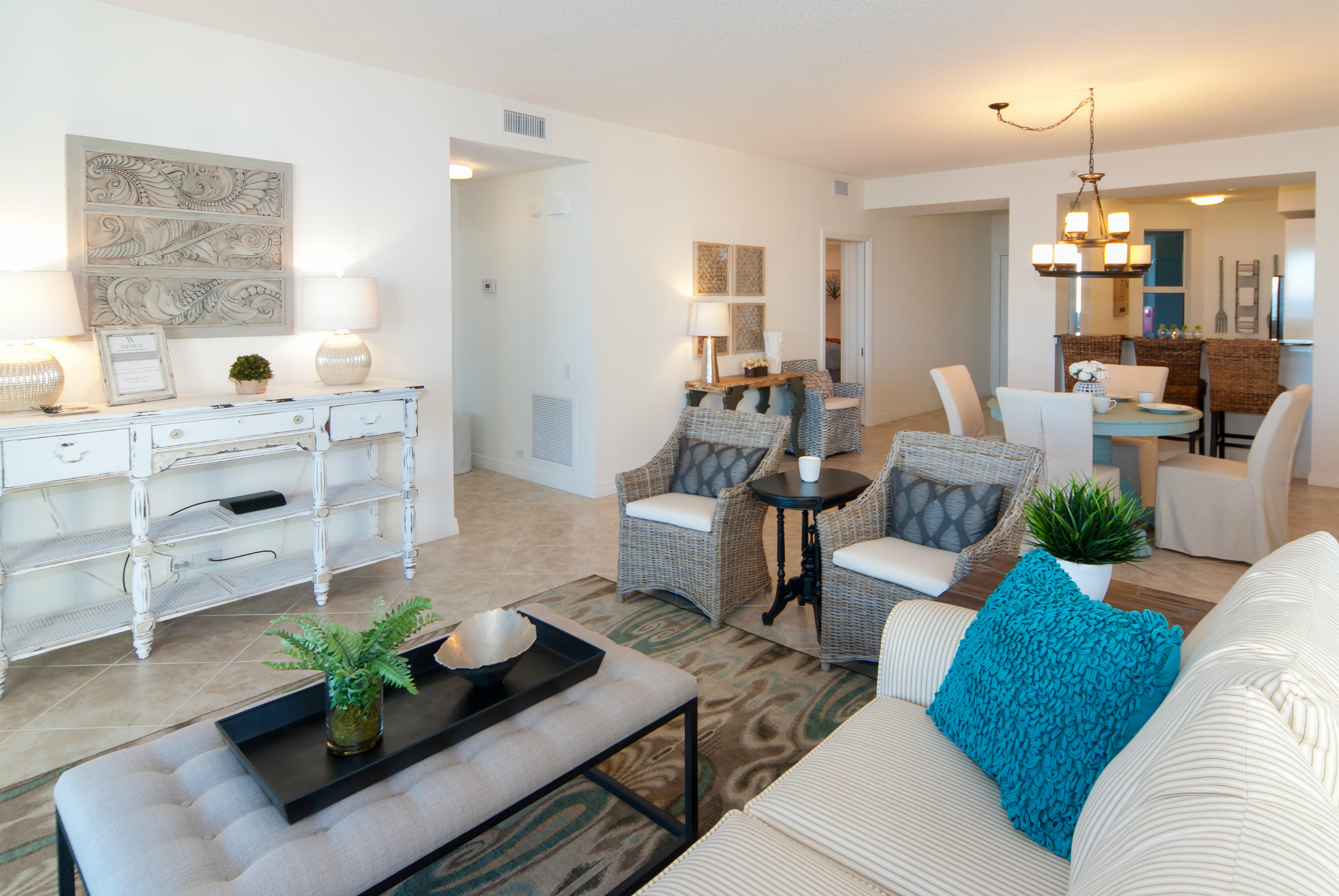 8501 Gulf Boulevard, Unit 1E Navarre, FL 32566 - Photo 4 of 12 a living room with furniture and a view of kitchen