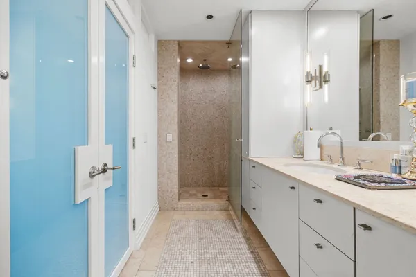 a bathroom with a shower