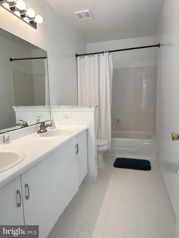 a bathroom with a sink a toilet a mirror and shower