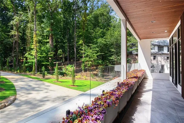 a view of a lake from a balcony