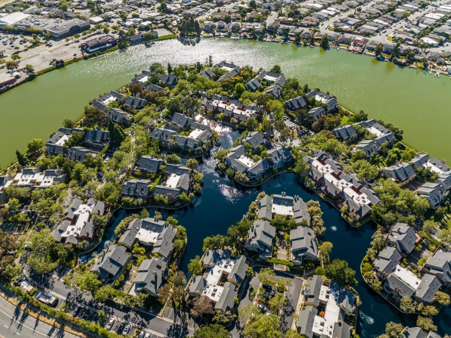 1020 Shoreline Drive San Mateo, CA 94404 - Photo 44 of 46 an aerial view of residential houses with outdoor space and lake view