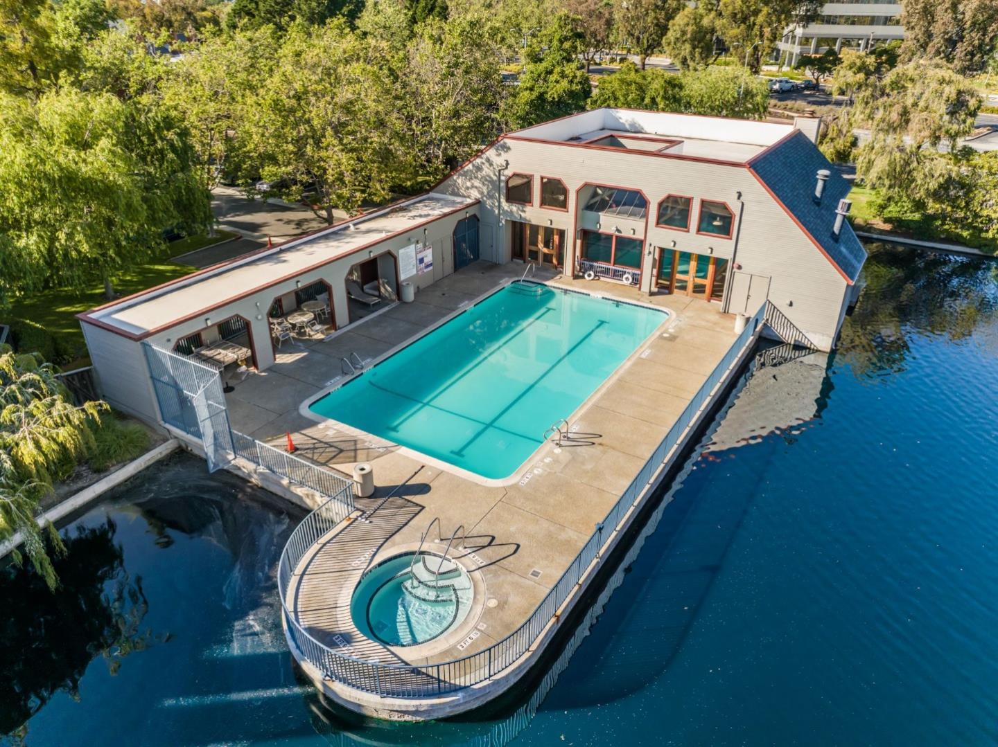1020 Shoreline Drive San Mateo, CA 94404 - Photo 46 of 46 an aerial view of a house with swimming pool outdoor seating and plants