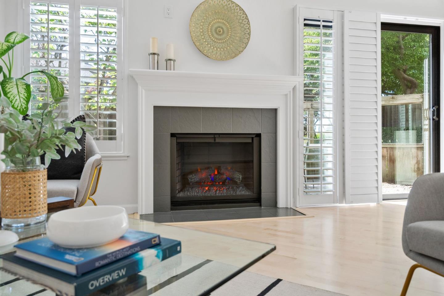 1020 Shoreline Drive San Mateo, CA 94404 - Photo 8 of 46 a living room with furniture and a fireplace