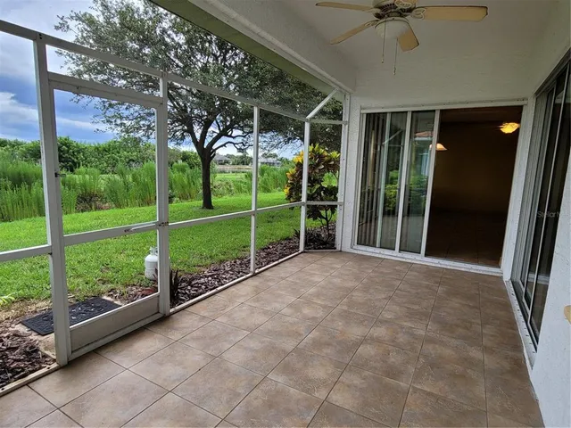 a view of backyard with green space and outer view