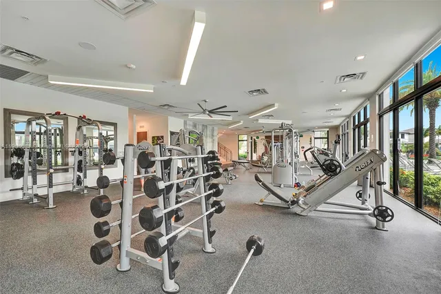 a view of a room with gym equipment