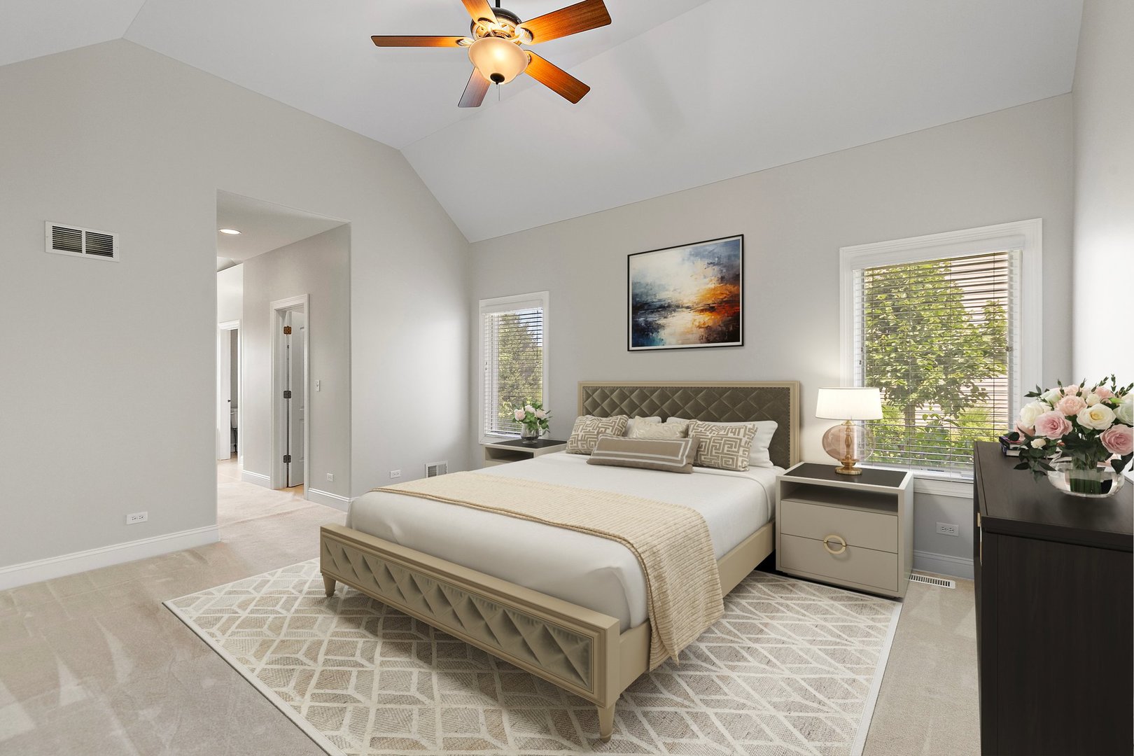 2073 Westover Road North Aurora, IL 60542 - Photo 11 of 24 a bedroom with a bed and a chandelier