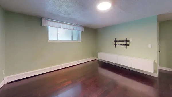 an empty room with a workbench